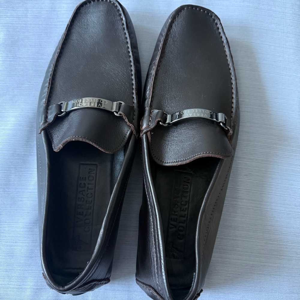 Versace Collection Dark Brown Leather Loafers
